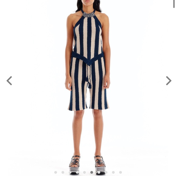 EENK ULLYD Ullid Knit Halter Top + shorts - Navy Beige Stripe SZ M $598 - Picture 7 of 10